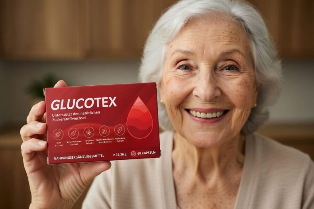 Glucotex Blood Packung mit Pflanzenmotiv